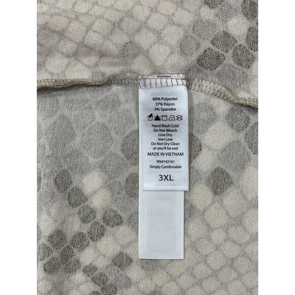 NANETTE LuLaRoe Cardigan Cover Up‎ 3XL NWT Neutral Grey White Snakeskin Stretchy - Picture 7 of 14